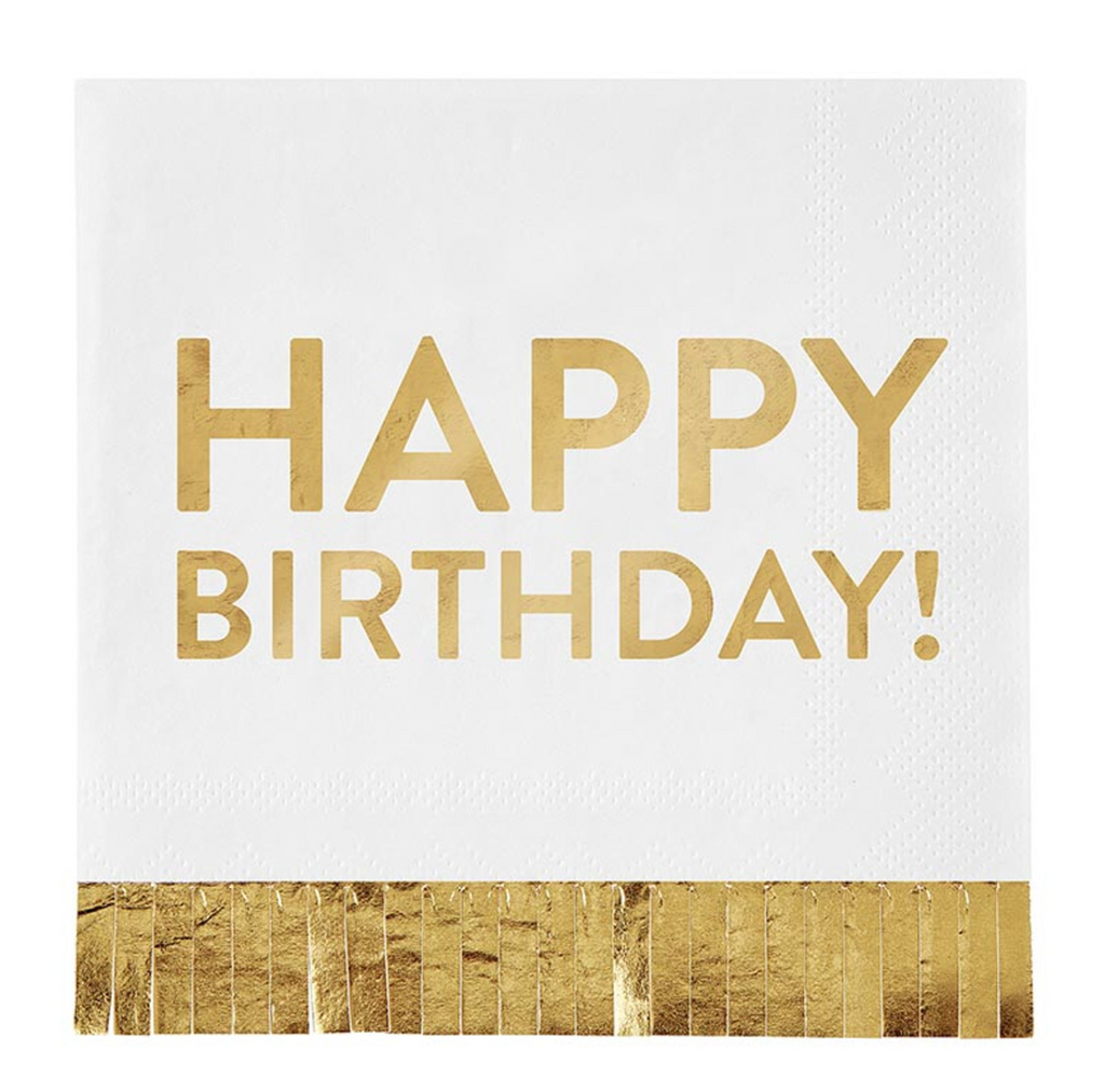 Foil Fringe Paper Napkin - Happy Birthday