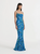 Saloni Renee Long Dress - Waterlily Azure