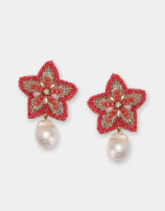 Starfish Pearl Earrings - Gold