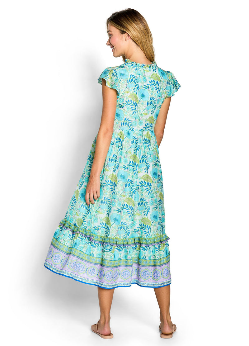 Poppy Cap Sleeve Dress - Turquoise