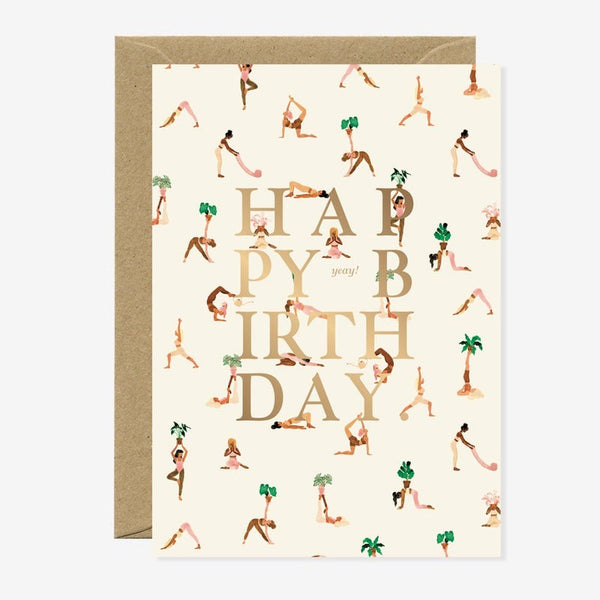 Yoga Pattern Birthday Greeting Card