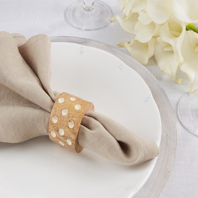 Dot Wooden Napkin Ring Set - Natural