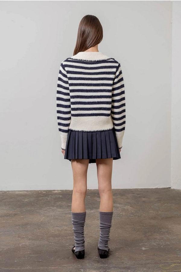 Serena Stripe Cardigan - Ivory