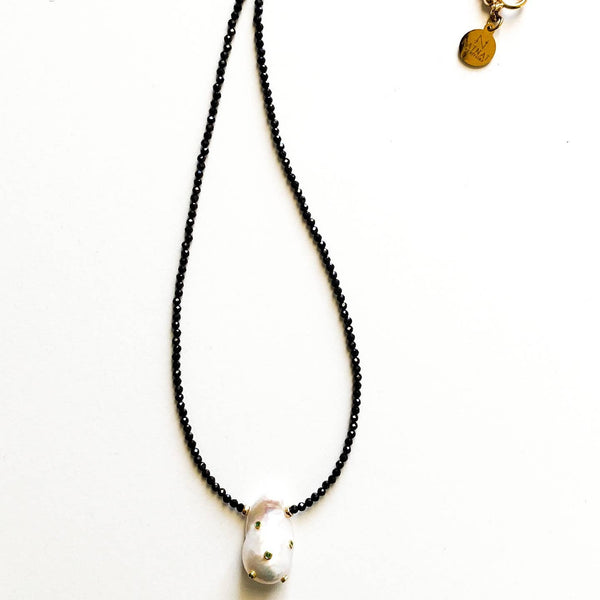 Tiny Spinel Noir Necklace
