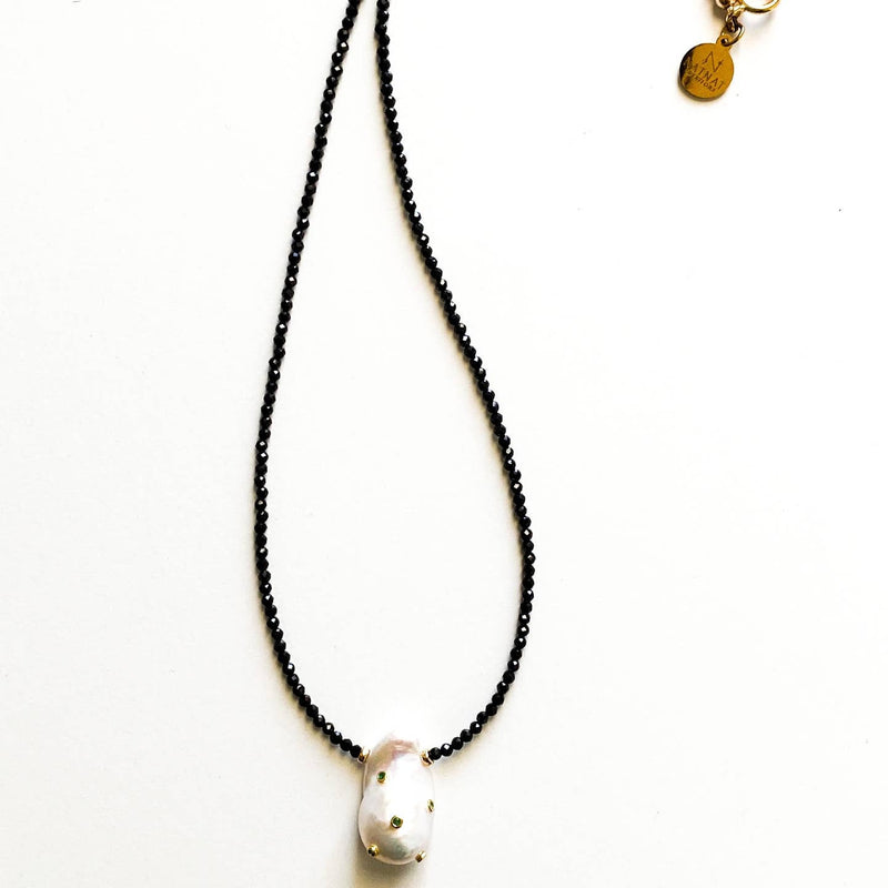 Tiny Spinel Noir Necklace