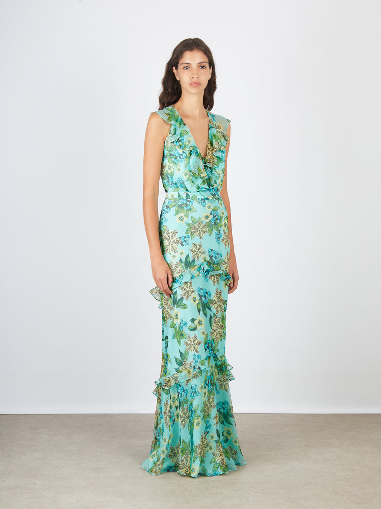 Saloni Rita Dress - Fiori Mint