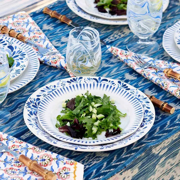 Sitio Stripe Salad Plate Set - Delft Blue