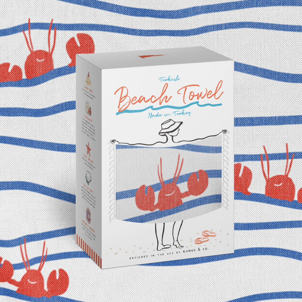Lobster N' Waves Turkish Beach Towel