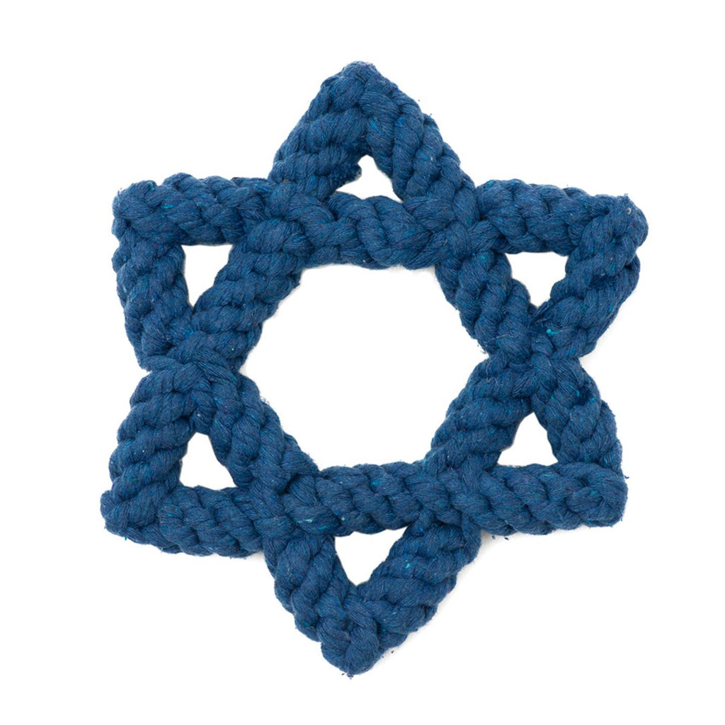 Star Of David Rope Dog Toy - Blue