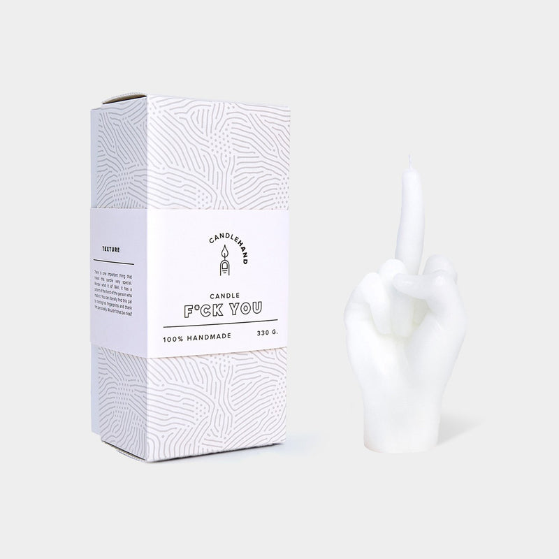 Middle Finger Candle - White