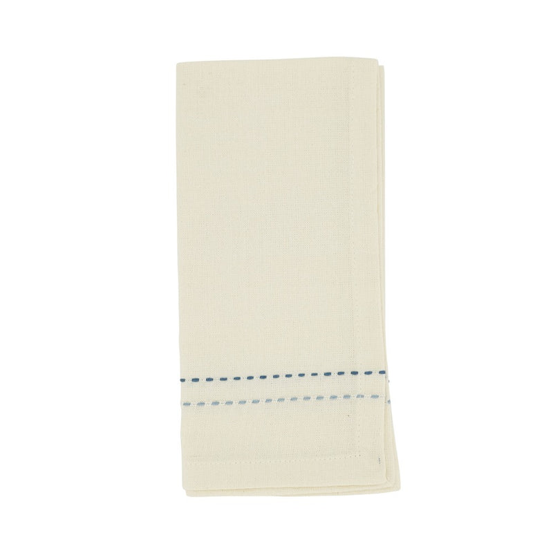 Striped Dobby Cotton Napkin Set - Blue