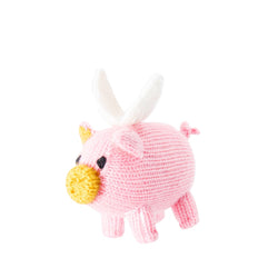 Flying Pig Knit Ornament - Pink