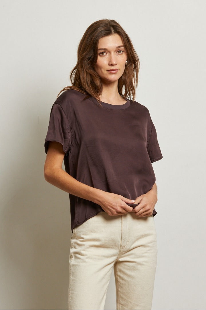 Delphine Satin Crew Neck Tee