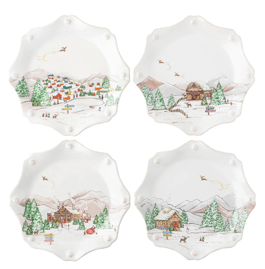 Berry & Thread North Pole Assorted Scalloped Desert/Salad Plate Set