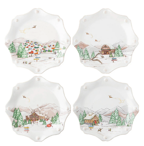 Berry & Thread North Pole Assorted Scalloped Desert/Salad Plate Set