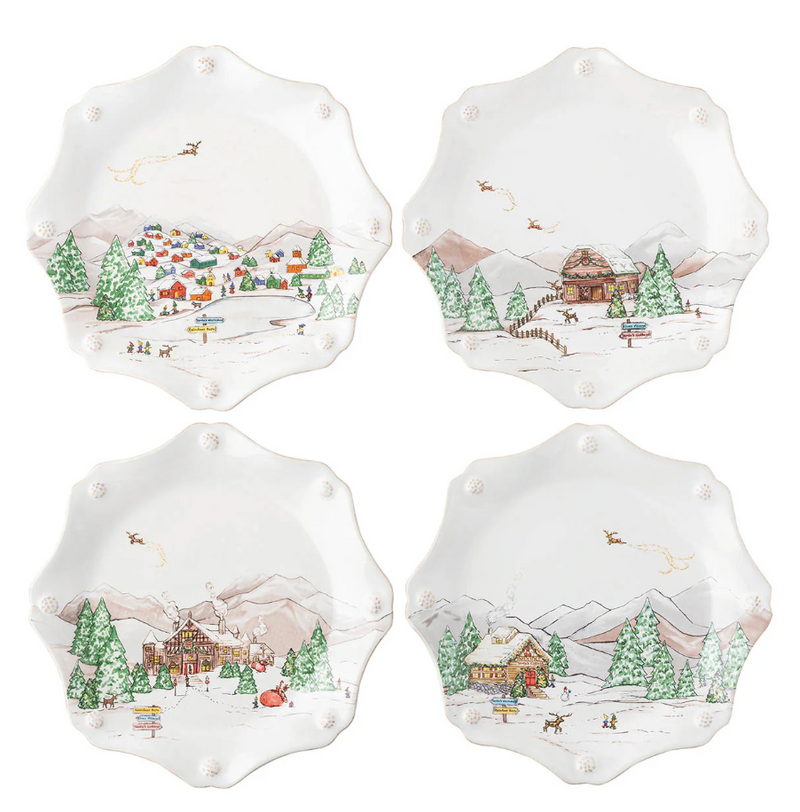 Berry & Thread North Pole Assorted Scalloped Desert/Salad Plate Set