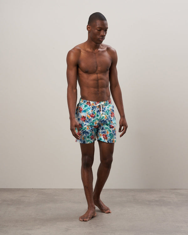 Men's Watercolor Swim Trunks - Blue & Green