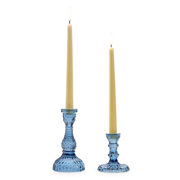 Two's Company Casa Verde Glass Candlestick - Small Indigo