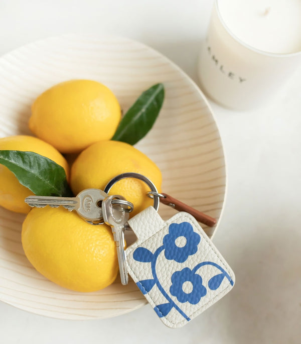 Blue Floral Tab Keyring