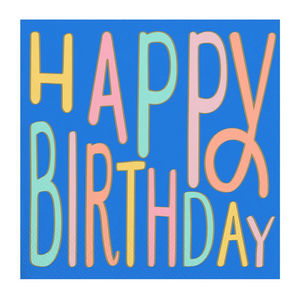 Diagonal Happy Birthday Beverage Napkins