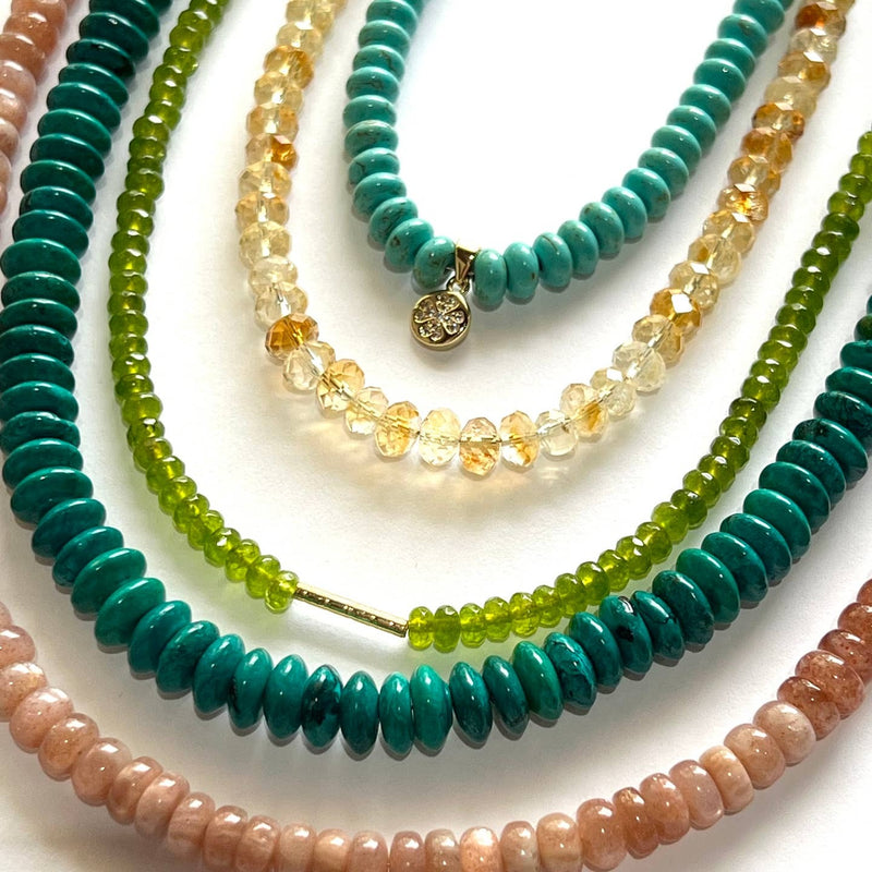 Angelic Teal Discs Beaded Necklace