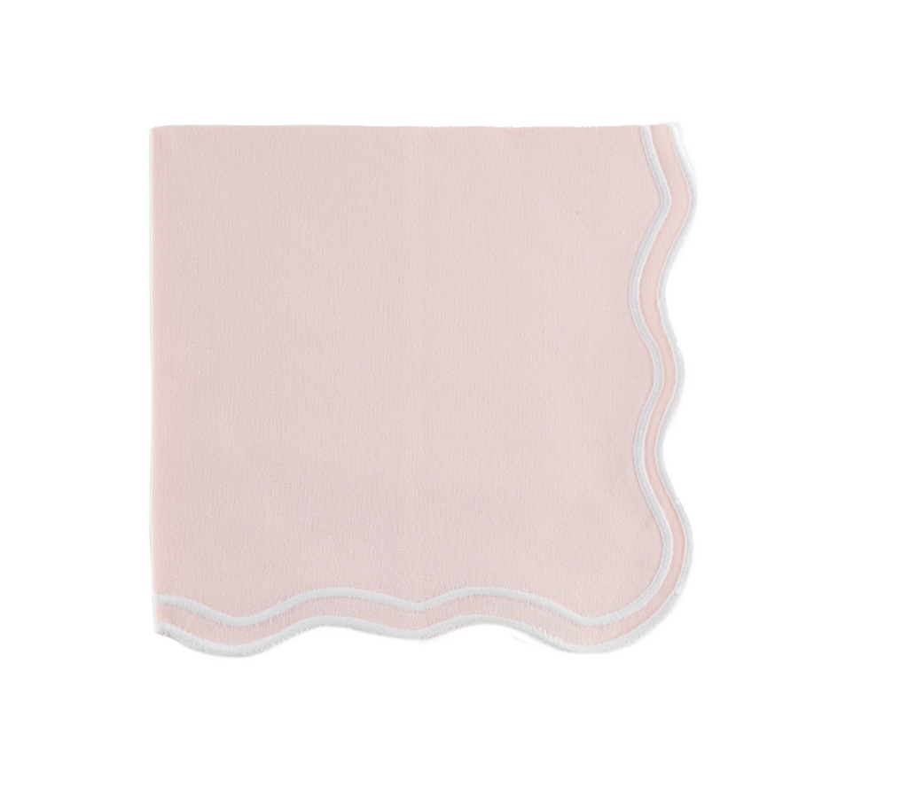 Wavy Lane Embroidered Napkin Set - Blush
