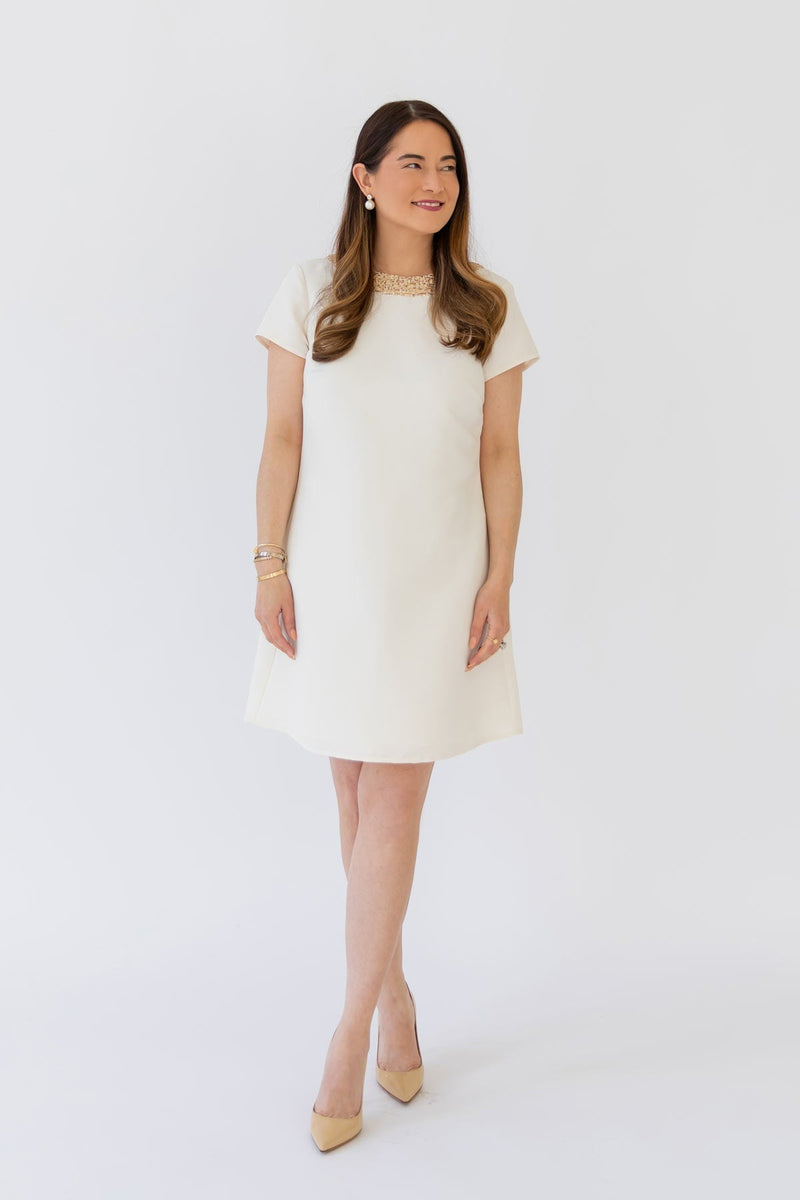 Sail to Sable Allie Bow Back Dress - Ivory/Gold