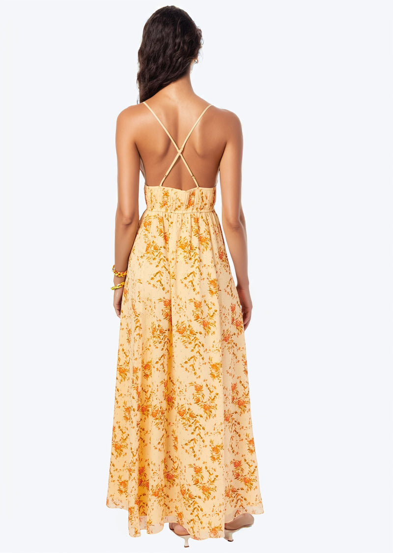 Dorinda Crinkle Chiffon Dress - Golden Hour