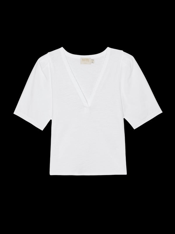 Jolene V-Neck Short Sleeve Top - Optic White