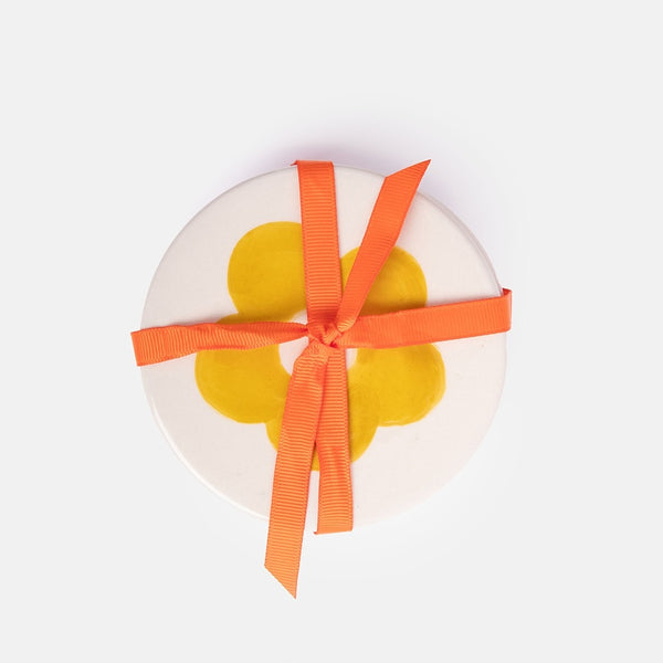Stoneware Flower Coaster Set