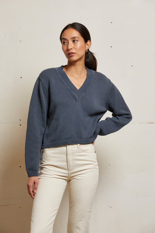 Addie Oversized Cotton V-Neck Sweater