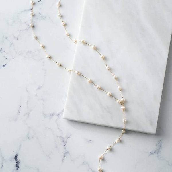 Lariat Pearl Rosario Necklace