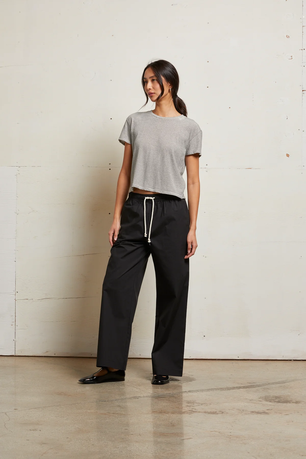 Harley Stripe Cotton Boxy Crew - Ivory/Black