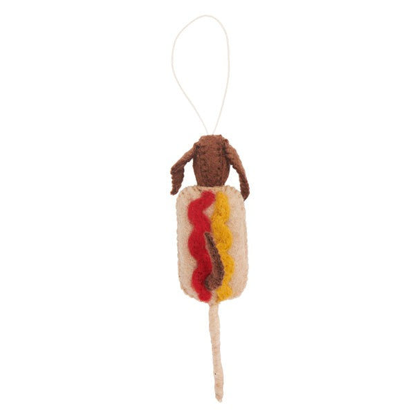 Felt Ketchup Corn Dog Ornament