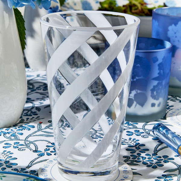 Interlaced White Tumbler Glass Set