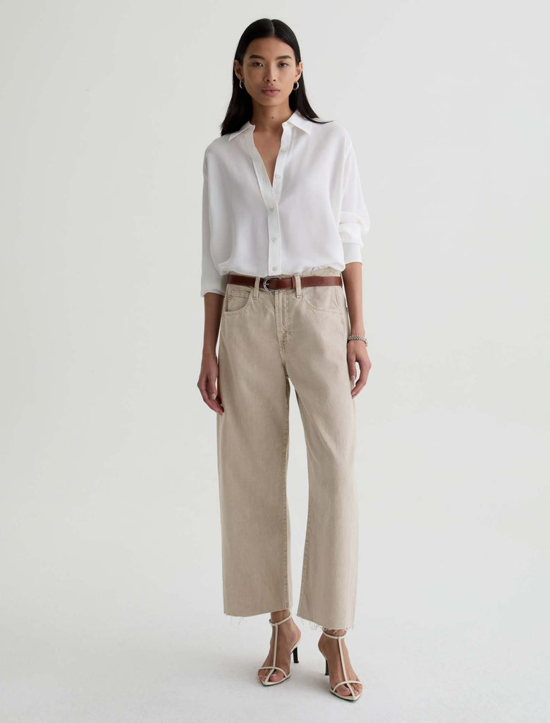 Hattie High-Rise Barrel Crop - Sulfur Light Taupe