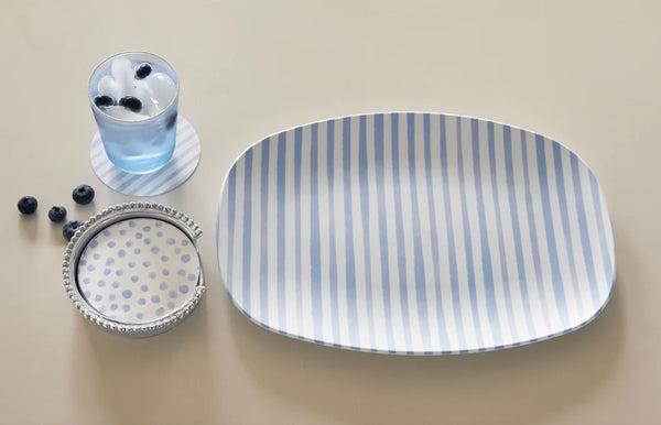 Light Blue Simple Stripes Platter