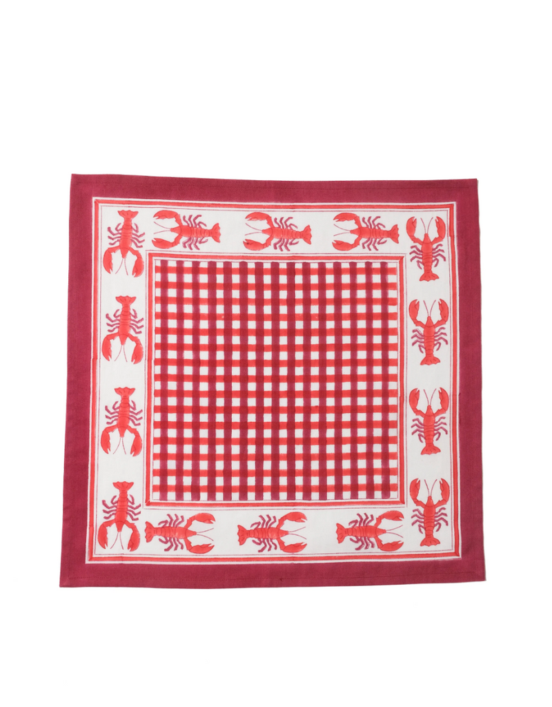 Red Gingham Lobster Napkin Set