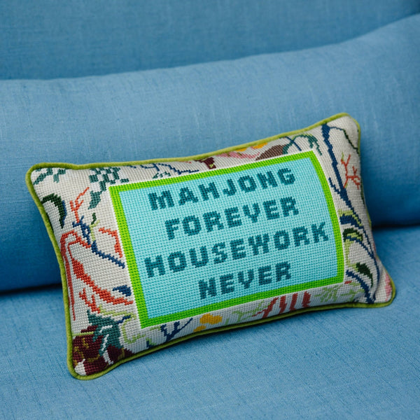 Mahjong Forever Needlepoint Pillow