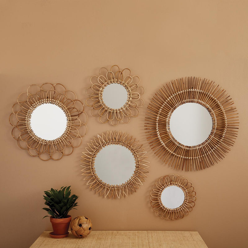 Two's Company Natural Rattan Wall Mirror - 16"