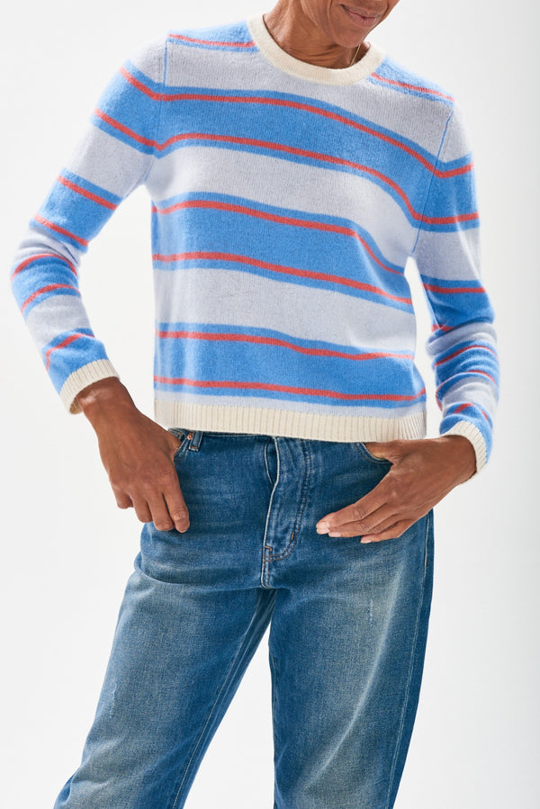 Deckchair Stripe Crew - Oatmeal/Skylar/Cerise