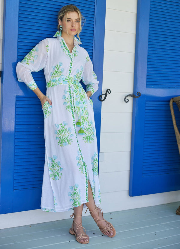 Peyton Shirtdress - Blue Tulips