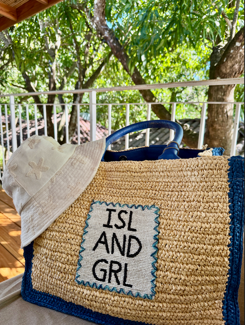 Island Girl Big Beaded Raffia Tote