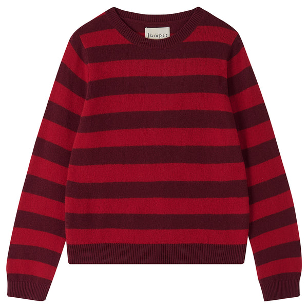 Stripe Crew Sweater - Burgundy/Dull Red