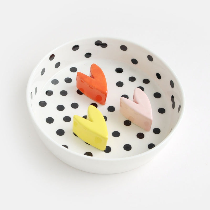 Polka Dot Heart Slow Feeder Bowl