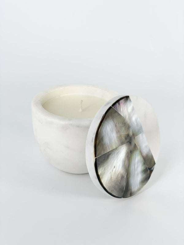 Grey Mother Of Pearl Lavender Candle