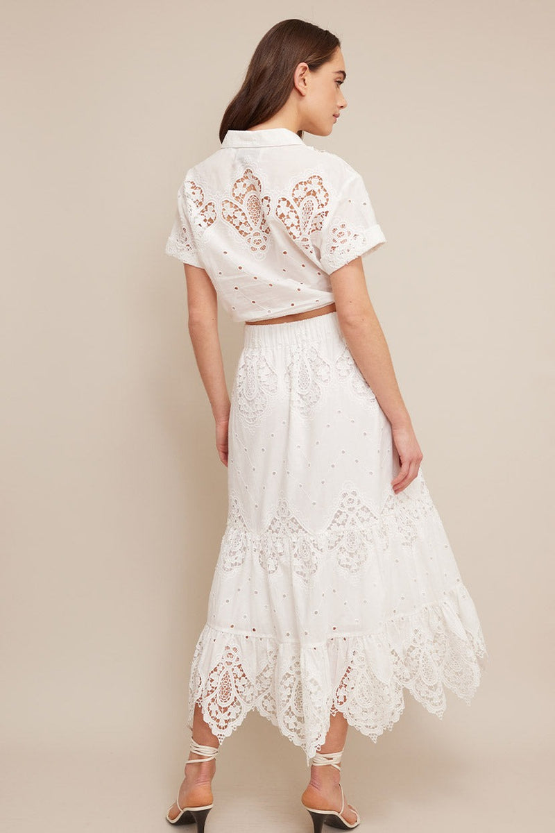 Chase Skirt - White Embroidered Eyelet