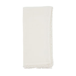 Pompom Design Linen Napkin Set - Ivory