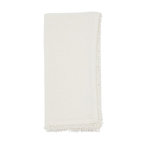 Pompom Design Linen Napkin Set - Ivory