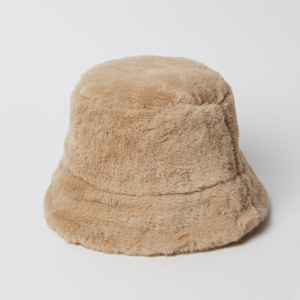 Hat Attack Faux Fur Bucket Hat - Tan